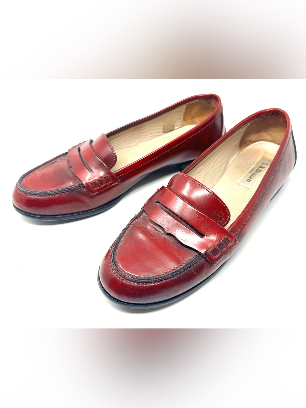 LK Bennett Red Patent Penny Loafers